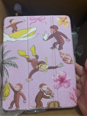 Universal Tablet Case - Curious Monkey Pink Folio Cover